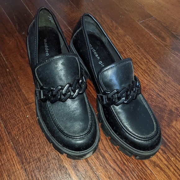 Steve Madden black leather loafers 8 - Picture 2 of 4